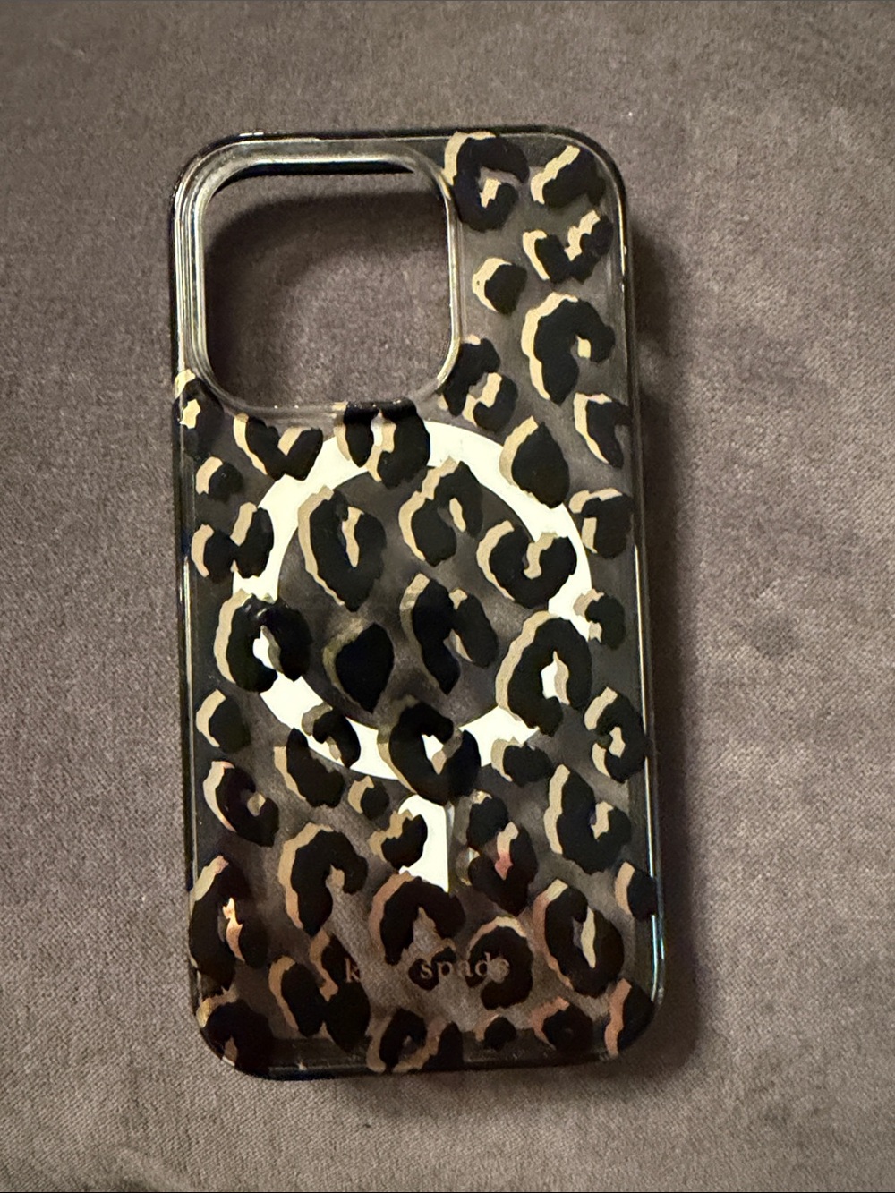 kate spade Leopard Print iPhone Case with PopSocket Ring - Black & Tan